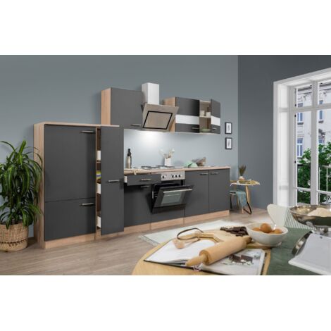 Cucina blocco cucina blocco cucina componibile rovere grigio merle 300 cm Respekta