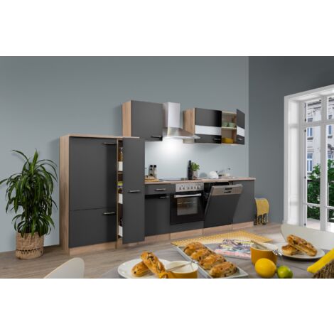 Cucina blocco cucina blocco cucina componibile rovere grigio merle 310 cm Respekta