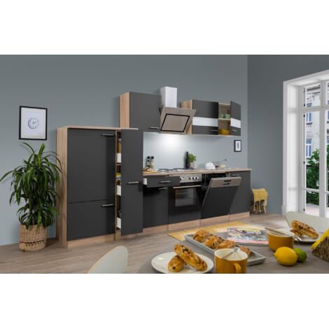 Cucina blocco cucina blocco cucina componibile rovere grigio merle 310 cm Respekta