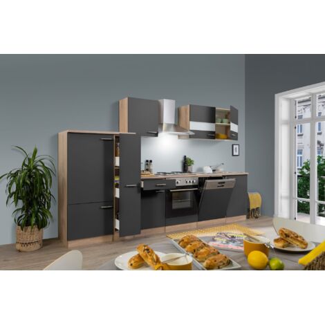 Cucina blocco cucina blocco cucina componibile rovere grigio merle 310 cm Respekta