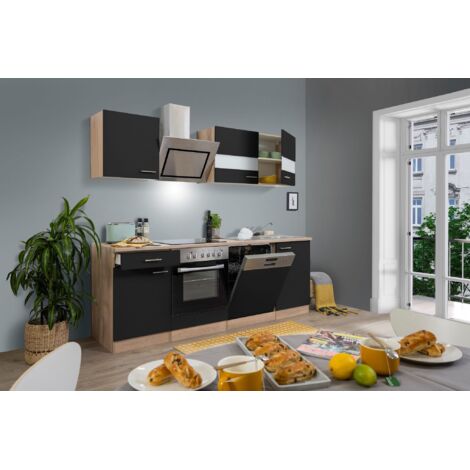 Cucina blocco cucina blocco cucina componibile rovere nero merle 220 cm respekta