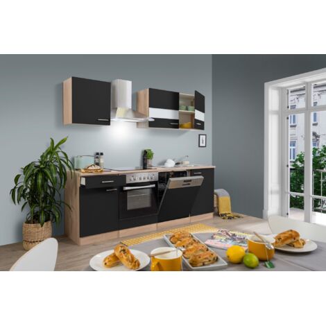 Cucina blocco cucina blocco cucina componibile rovere nero merle 220 cm respekta