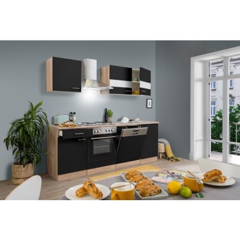 Cucina blocco cucina blocco cucina componibile rovere nero merle 220 cm respekta