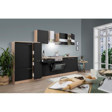 Cucina blocco cucina blocco cucina componibile rovere nero merle 300 cm respekta