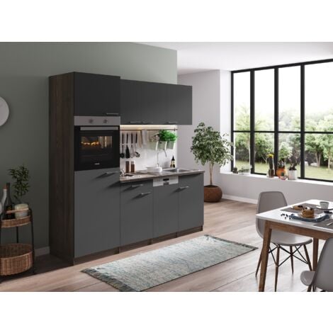 Cucina blocco cucina blocco cucina componibile rovere York Grey Oliver 205 cm Respecta