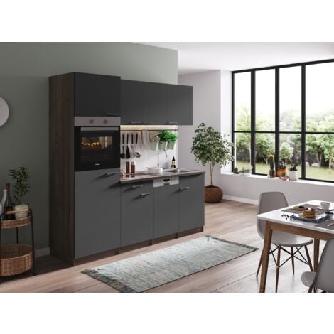 Cucina blocco cucina blocco cucina componibile rovere York Grey Oliver 205 cm Respecta