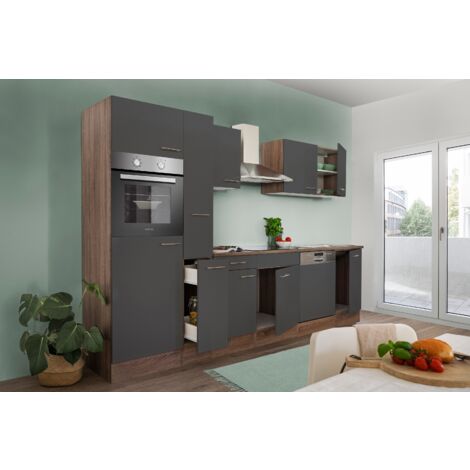 Cucina blocco cucina blocco cucina componibile rovere York Grey Oliver 310 cm Respecta