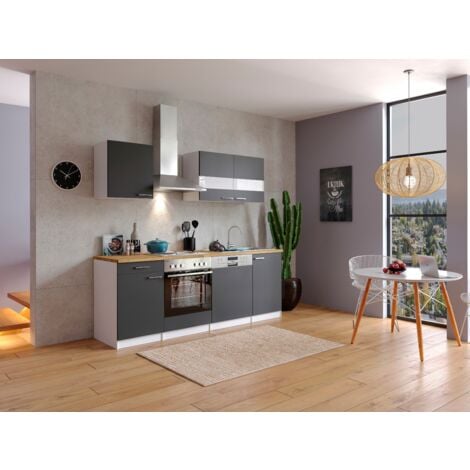 Cucina Blocco Cucina Blocco Cucina Cucina componibile Bianco Grigio Malia 220 cm Respecta