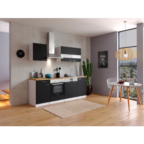 Cucina Blocco Cucina Blocco Cucina Cucina componibile Bianco Nero Malia 220 cm Respecta