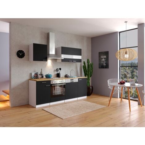 Cucina Blocco Cucina Blocco Cucina Cucina componibile Bianco Nero Malia 220 cm Respecta