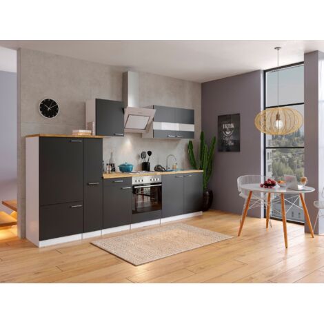 Cucina Blocco Cucina Blocco Cucina Cucina componibile Bianco Nero Malia 300 cm Respecta