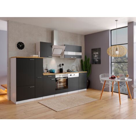 Cucina Blocco Cucina Blocco Cucina Cucina componibile Bianco Nero Malia 310 cm Respecta