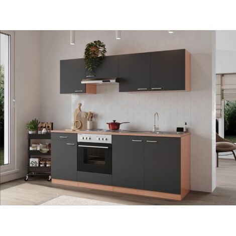 Cucina blocco cucina blocco cucina cucina componibile faggio grigio Gerda 210 cm Respecta