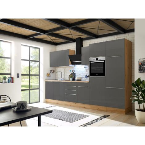 Cucina Blocco cucina Blocco cucina Marleen Premium 340 cm Rovere grigio artigianale Respekta