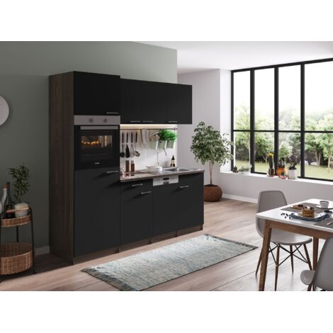 Cucina Blocco Cucina Blocco Cucina Rovere York Nero Oliver 205 cm Respecta