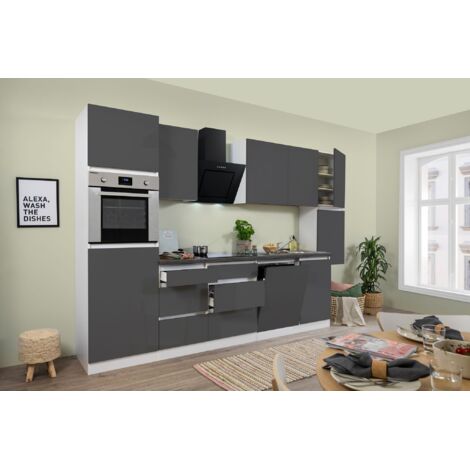 Cucina blocco cucina blocco cucina senza maniglie bianco grigio Lorena 330 cm Respekta