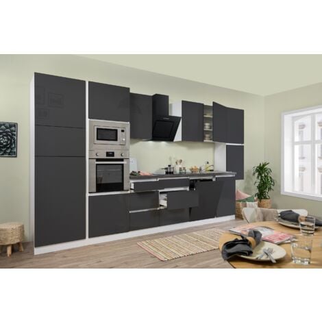 Cucina blocco cucina blocco cucina senza maniglie bianco grigio Lorena 395 cm Respekta