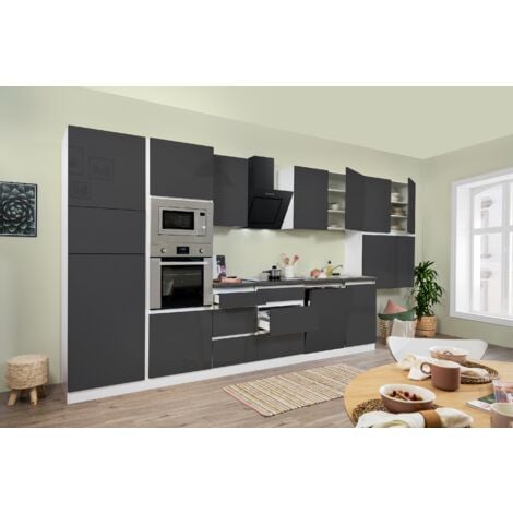 Cucina blocco cucina blocco cucina senza maniglie bianco grigio Lorena 445 cm Respekta