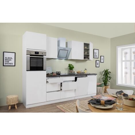 Cucina blocco cucina blocco cucina senza maniglie bianco Lorena 280 cm Respekta