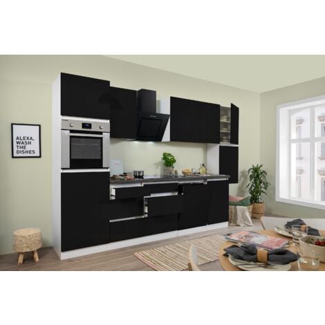 Cucina blocco cucina blocco cucina senza maniglie bianco nero Lorena 330 cm Respekta