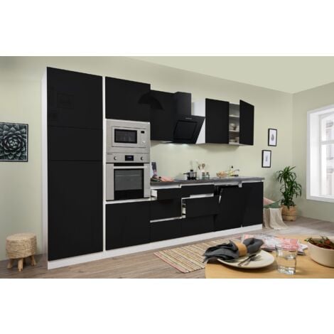 Cucina blocco cucina blocco cucina senza maniglie bianco nero Lorena 345 cm Respekta