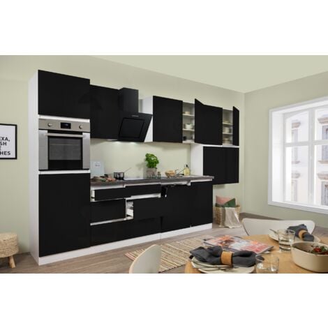 Cucina Blocco cucina blocco cucina senza maniglie bianco nero Lorena 380 cm Respecta