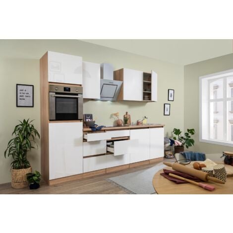 Cucina blocco cucina blocco cucina senza maniglie rovere bianco Lorena 280 cm Respekta