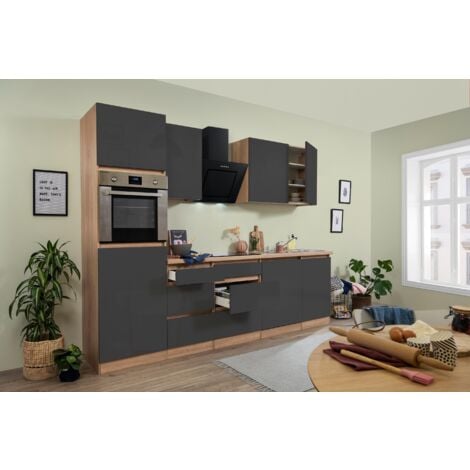 Cucina blocco cucina blocco cucina senza maniglie rovere grigio Lorena 280 cm Respecta