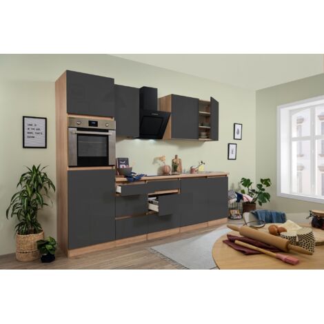 Cucina blocco cucina blocco cucina senza maniglie rovere grigio Lorena 280 cm Respecta