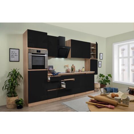 Cucina blocco cucina blocco cucina senza maniglie rovere nero Lorena 330 cm Respecta