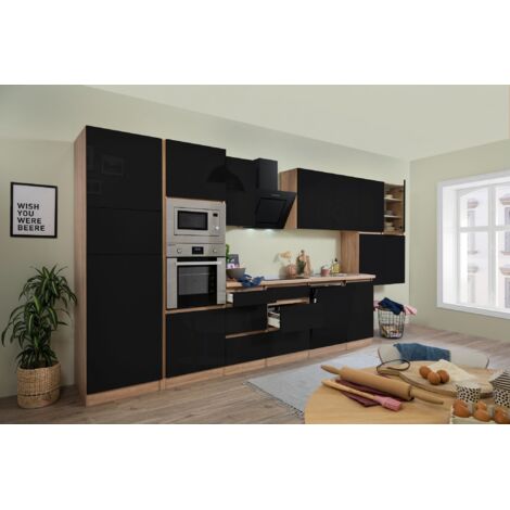 Cucina blocco cucina blocco cucina senza maniglie rovere nero Lorena 445 cm Respecta