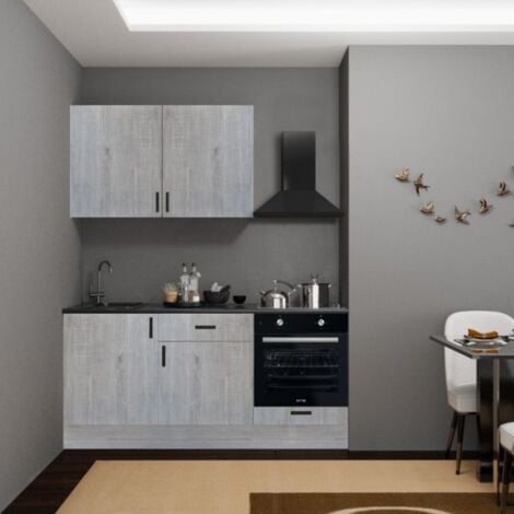 Cucina completa di elettrodomestici 180 cm colore rovere grigio chiaro - Benny