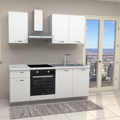 Cucina completa di elettrodomestici e piano cottura induzione bianca 195 cm - Taurus
