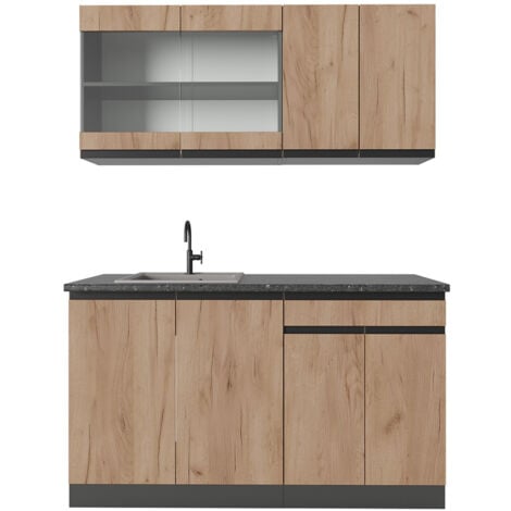 completa R-Line, Quercia dorata/antracite, 140 cm senza piano di lavoro, Vicco