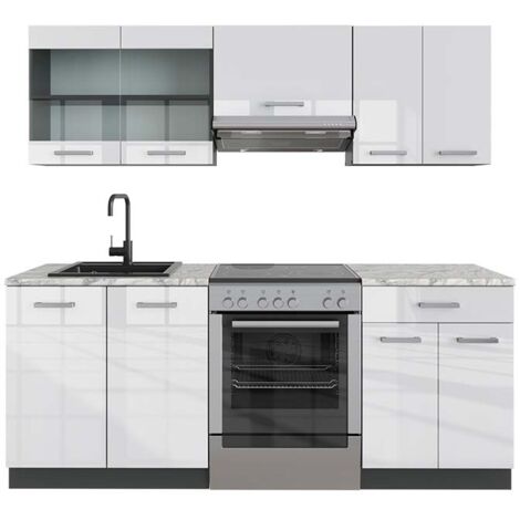 Cucina Monoblocco Vicco R-Line 160cm - Grigio-Blu/Bianco Con Piano Marmo - Foto 7