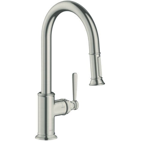 cucina con doccetta estraibile in look acciaio inox
