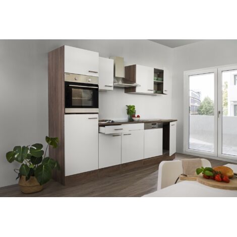 Cucina Cucinino Blocco Cucina componibile Vuoto Rovere York Bianco Oliver 280 cm Respecta