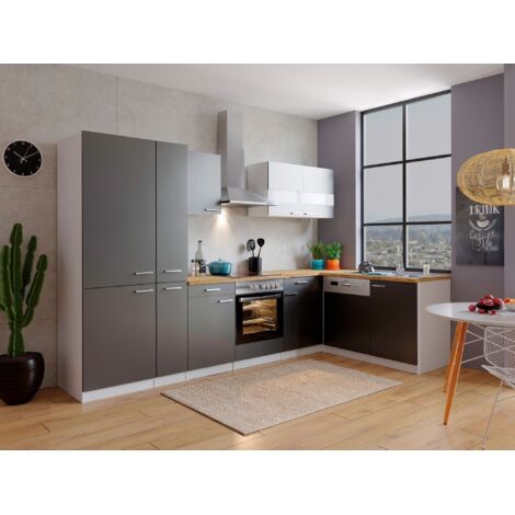 Cucina Cucinino Blocco Cucina Cucina ad Angolo Bianco Grigio Malia 310x172 cm Respekta