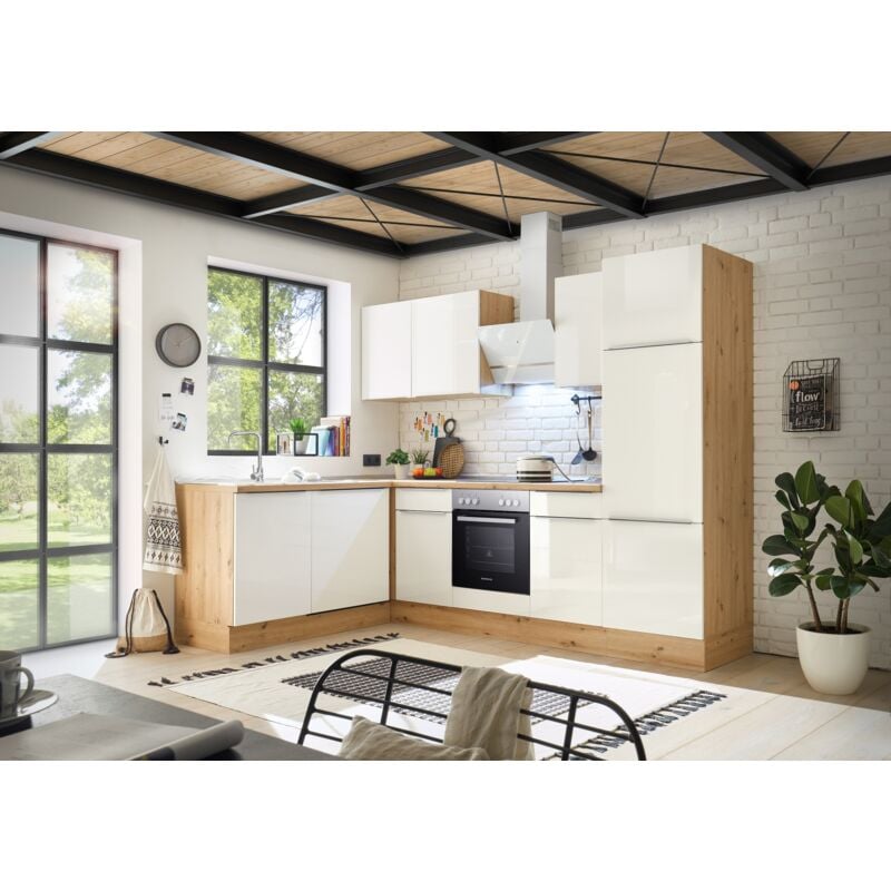 Cucina Cucinino Cucina ad Angolo Marleen Premium 280 cm Bianco Artigianale Rovere Respecta