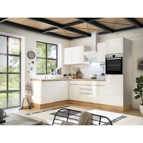 Cucina Cucinino Cucina ad Angolo Marleen Premium 280 cm Bianco Artigianale Rovere Respecta