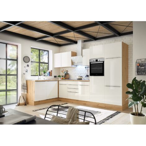Cucina Cucinino Cucina ad Angolo Marleen Premium 340 cm Bianco Artigianale Rovere Respecta