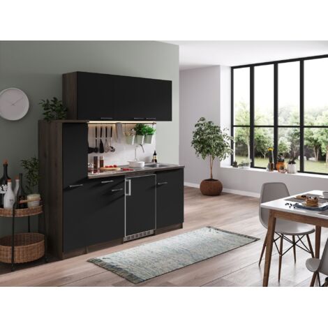 Cucina Cucinino Cucina Singola Rovere York Nero Oliver 180 cm Respecta