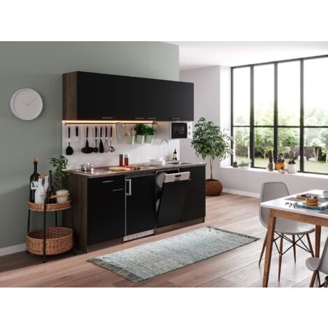 Cucina Cucinino Cucina Singola Rovere York Nero Oliver 195 cm Respecta
