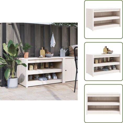 Cucina da giardino - vidaXL Mobile da Cucina da Esterno MEPPEL Bianco 106x55x64 cm Legno Massello di Pino - Armadietto da cucina