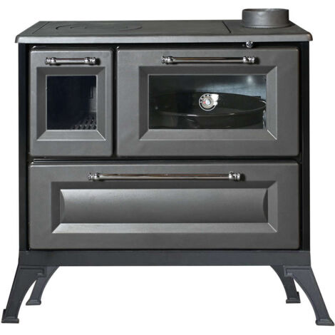 Cucina e stufa a legna 7.7 Kw in ghisa 87.5x55.2xH81,2 cm antracite