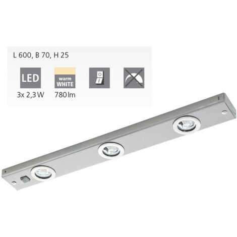 Cucina illuminazione a LED LED KOB satinato nickel, LED max. 3X2,3W