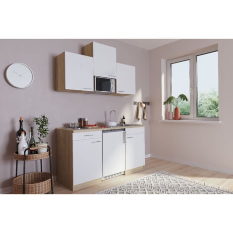 Cucina mini cucina cucina singola angolo cottura dispensa rovere bianco Luis 150 cm Respecta