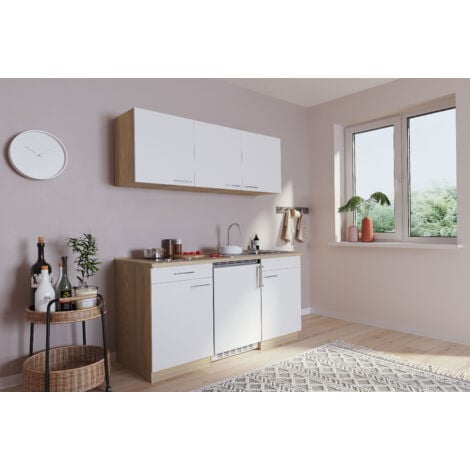 Cucina mini cucina cucina singola angolo cottura dispensa rovere bianco Luis 150 cm Respecta