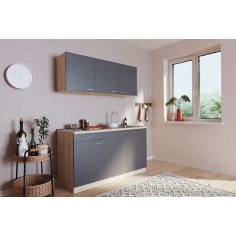 Cucina mini cucina singola rovere grigio senza frigorifero Luis 150 cm Respecta
