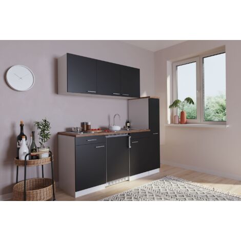 Cucina Minicucina Cucina singola Cucinino Bianco Nero Luis 180 cm Respecta